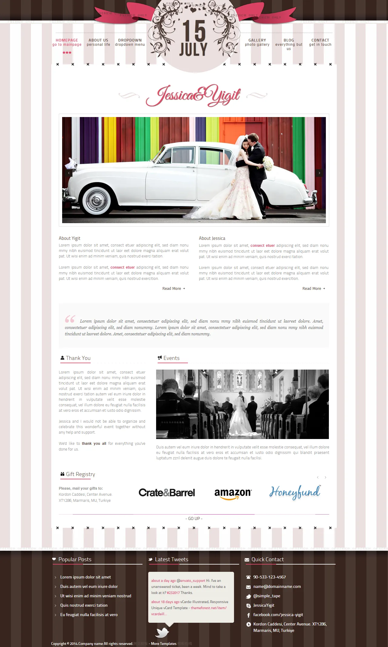 浪漫婚礼爱情故事网站模板