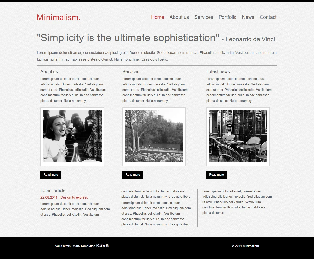 极简主义设计作品集网站模板