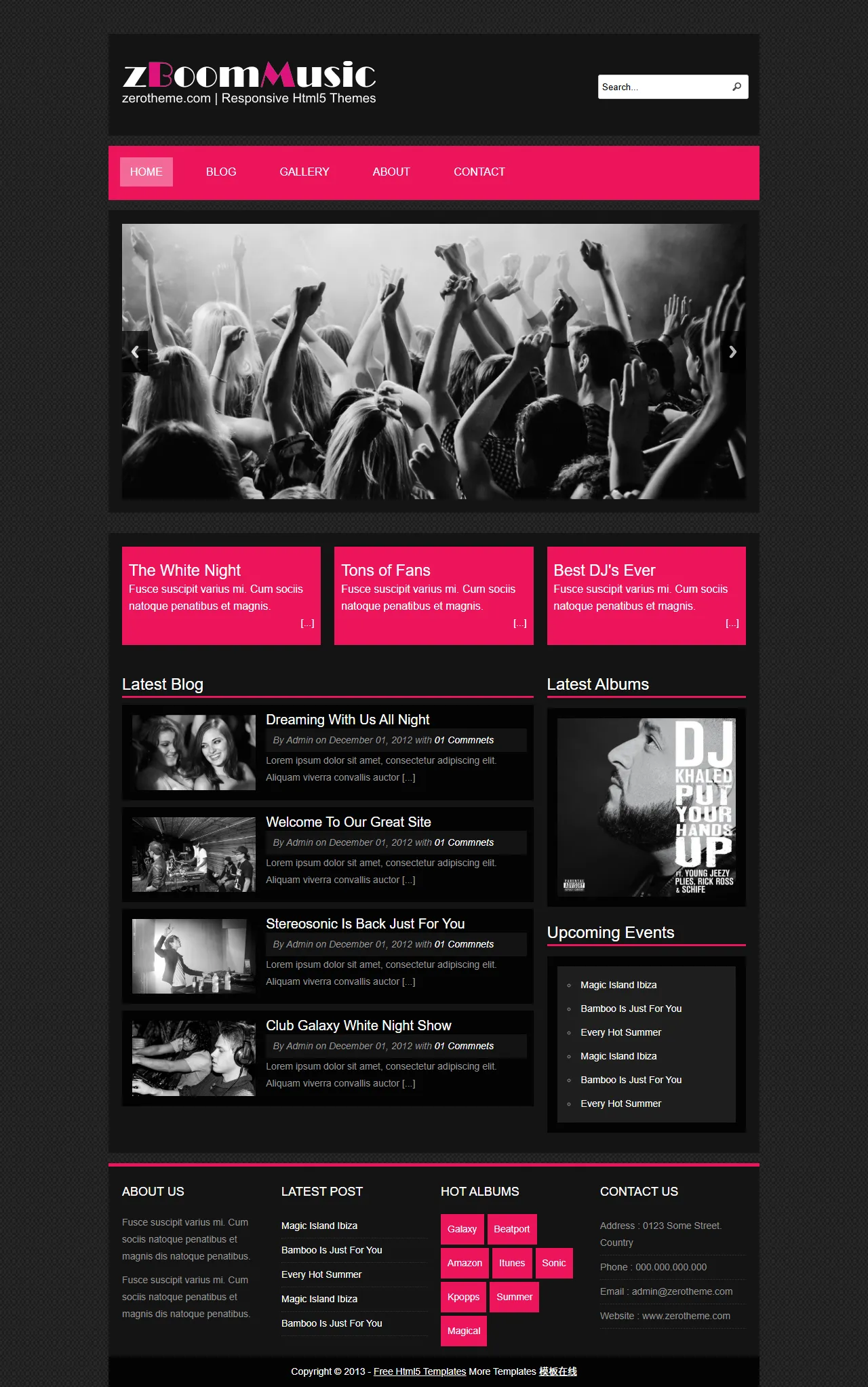 zBoomMusic响应式HTML5音乐模板