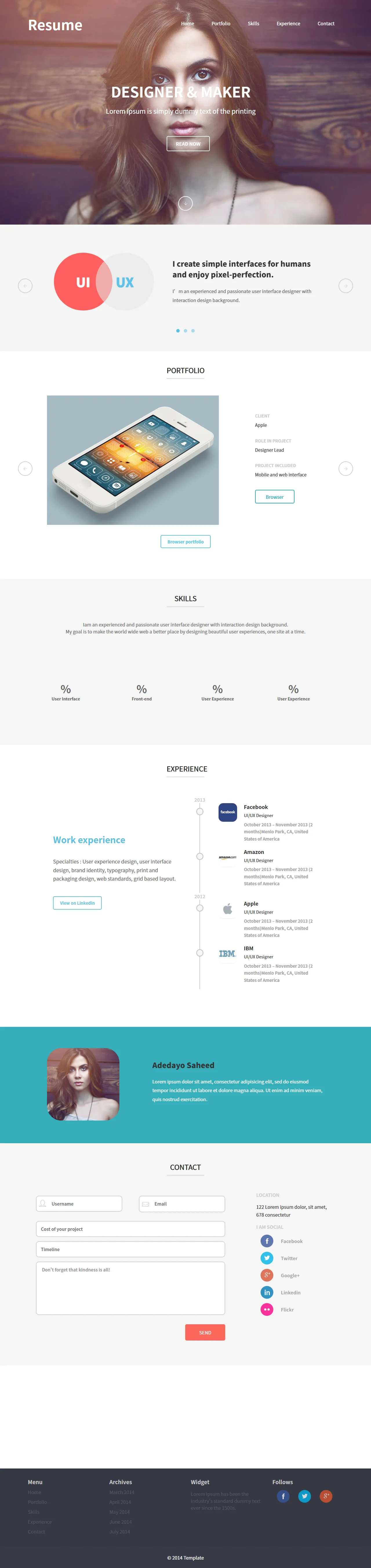 个人简历vCard HTML5响应式模板