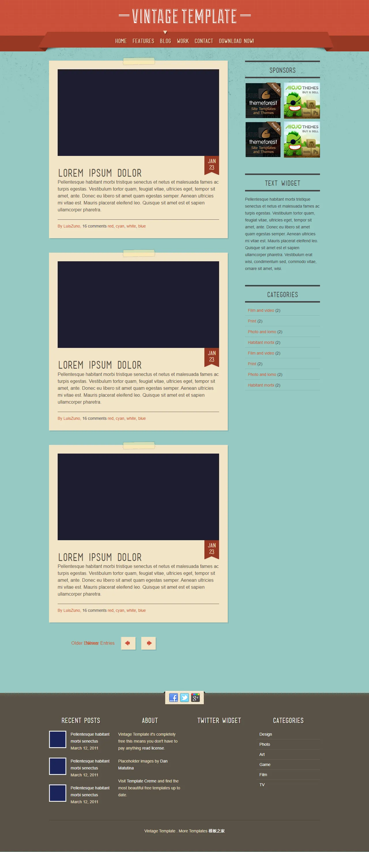 Vintage复古CSS响应式模板