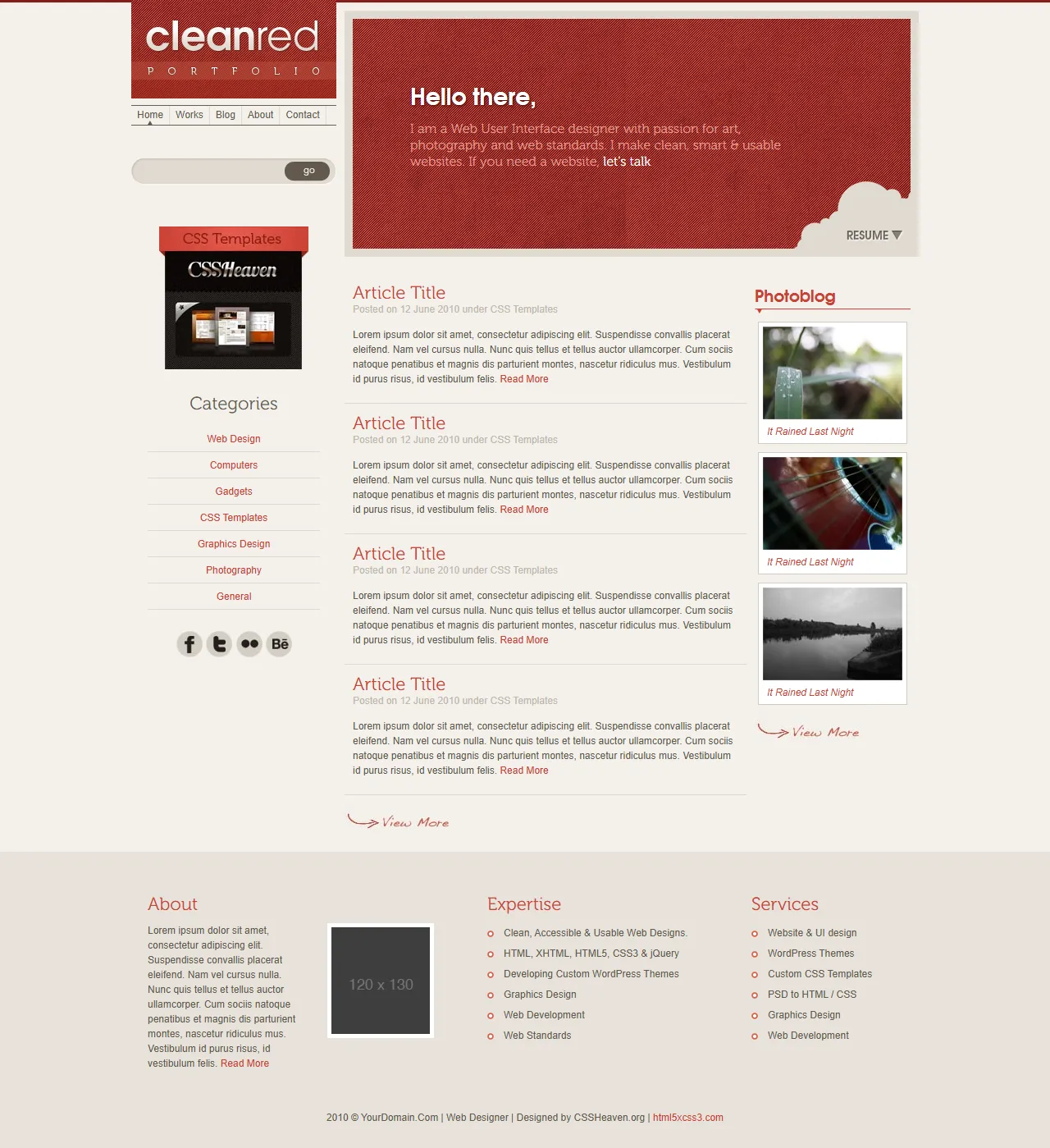 CleanRed设计师作品集响应式模板